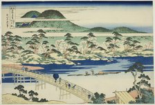 Togetsu Bridge at Arashiyama in Yamashiro Province (Yamashiro Arashiyama no Togetsuk..., c. 1833/34. Creator: Hokusai.