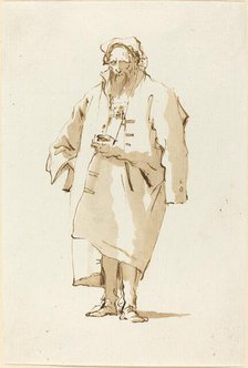 A Standing Oriental Wearing a Greatcoat, 1753/1762. Creator: Giovanni Battista Tiepolo.