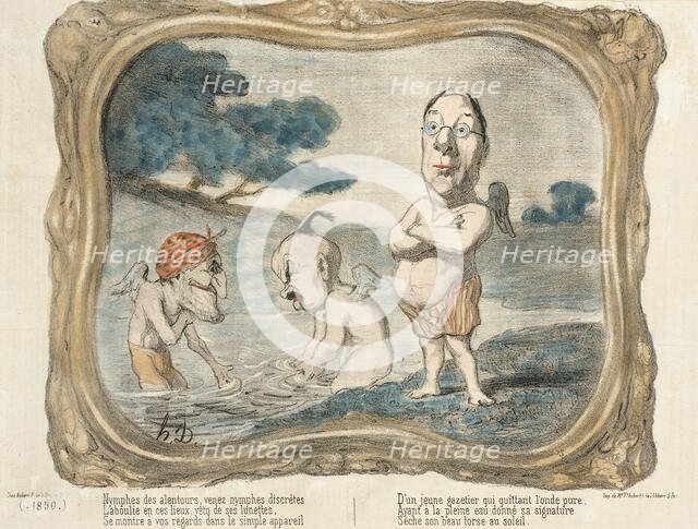 Nymphes des alentours, venez nymphes discrètes..., 1850. Creator: Honore Daumier.