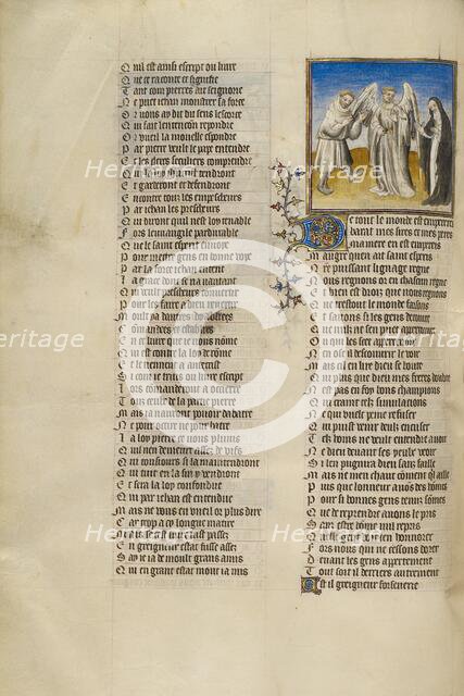 The God of Love between the Personifications of Bad Mouth and Abstinence, about 1405. Creator: Unknown.