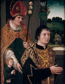 Portrait of Nicholas Gaze and His Son and St Nicholas, 1525. Creator: Unknown.