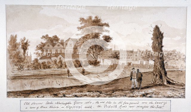 Old houses, Newington Green, Stoke Newington, London, 1860. Artist: HF