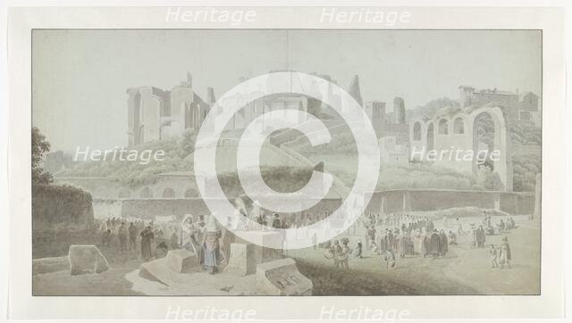 A Procession at the Foot of the Palatine Hill in Rome, c.1809-c.1812. Creator: Josephus Augustus Knip.