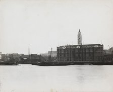 View of the South Bank between Blackfriars and Waterloo showing the Oxo Tower, London, 1935. Artist: Unknown
