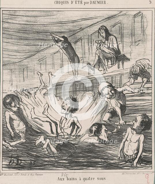 Aux bains a quatre sous, 19th century. Creator: Honore Daumier.