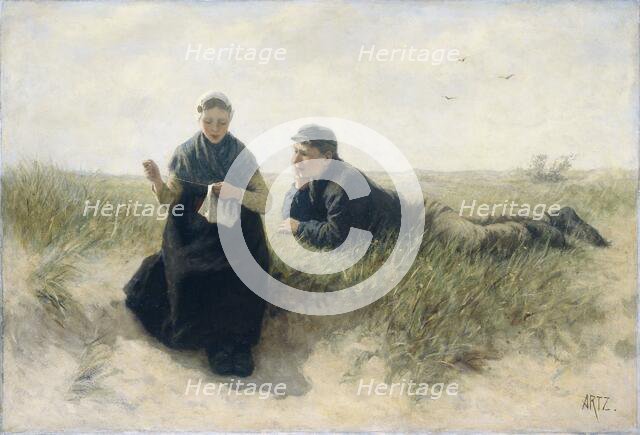 Boy and Girl in the Dunes, 1870-1890. Creator: David Adolf Constant Artz.