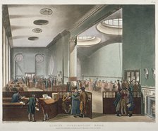 Interior view of Lloyds Subscription Room in the Royal Exchange, City of London, 1809. Artist: Augustus Charles Pugin