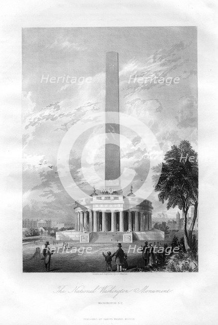The National Washington Monument, Washington DC, USA, 1855.Artist: AC Warren