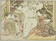 Courtesans of the Asahimaruya, from the book "Mirror of Beautiful Women of the Pleasure..., 1776. Creator: Shunsho.