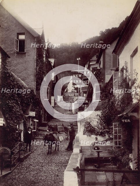 Clovelly, The New Inn and Street, 1870s. Creator: Francis Bedford.