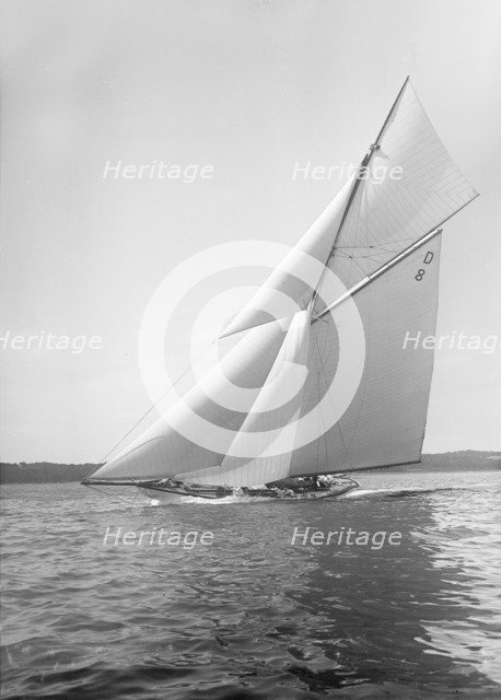 The 15 Metre cutter 'Paula II' close-hauled, 1911. Creator: Kirk & Sons of Cowes.