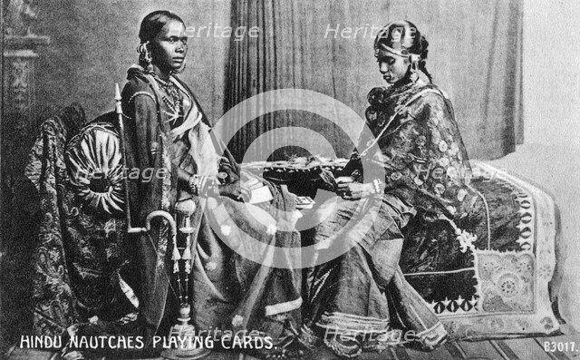 Hindu nautches playing cards, India, early 20th century. Artist: Unknown