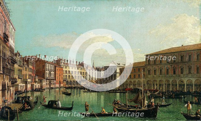 The Grand Canal, Venice, Looking South toward the Rialto Bridge, 1730s. Creator: Canaletto.