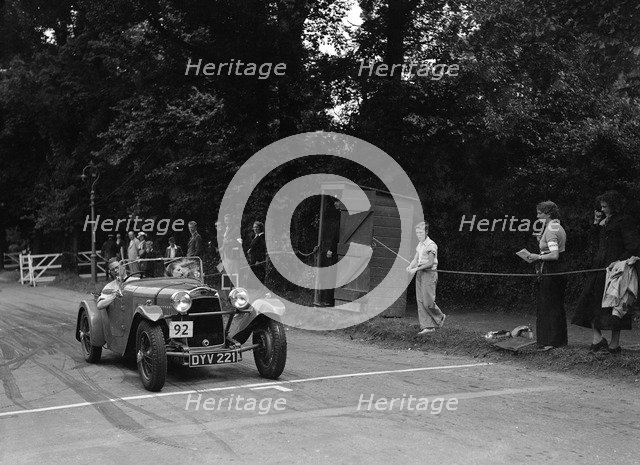 Peter Clark's HRG, winner of a silver award at the MCC Torquay Rally, July 1937. Artist: Bill Brunell.