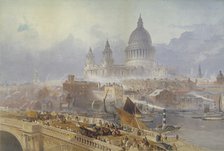 View of Blackfriars Bridge and St Paul's Cathedral, London, 1840. Artist: David Roberts