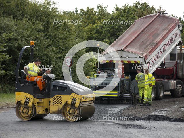 Road resurfacing in Hampshire, UK 2014. Creator: Unknown.