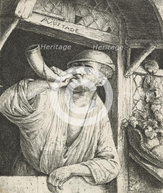 A baker blowing his horn, c.1648. Creator: Adriaen van Ostade.