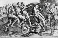 Ten Nude Men in a Landscape, 16th century. Creator: Domenico del Barbiere.