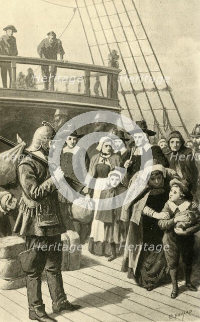 'The Pilgrim Fathers Leaving England', (1902). Creator: C. Howard.