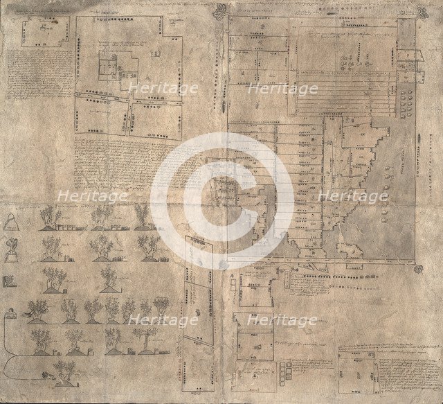 Aztec Oztoticpac map, c.1540. Artist: Pre-Columbian art  