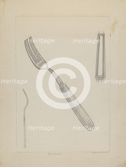 Silver Fork (Rogers Silverware), c. 1936. Creator: Ludmilla Calderon.