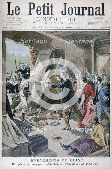 Europeans saved by a detachment of French marines, Pao Ting Fou, China, 1900. Artist: Oswaldo Tofani