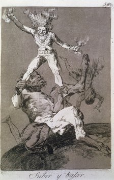 Los Caprichos, series of etchings by Francisco de Goya (1746-1828), plate 56: 'Subir y bajar' (To…