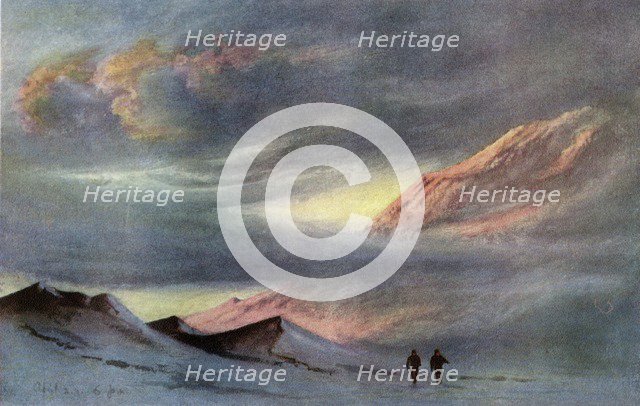 'A Sunset from Hut Point, April 2nd, 1911', (1913). Artist: Edward Wilson.