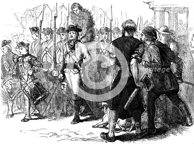 A countryman tarred and feathered, America, c1770s (c1880). Artist: Unknown