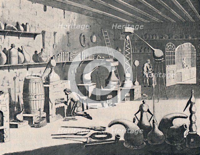 'A Chemical Laboratory in 1747', 1747, (1904). Artist: Unknown.