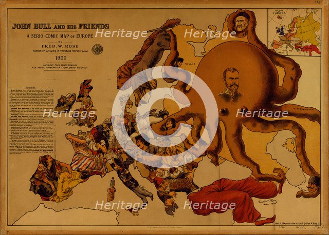 John Bull and his Friends. A Serio-Comic Map of Europe. Artist: Fred W. Rose (active End of 19th cen.)