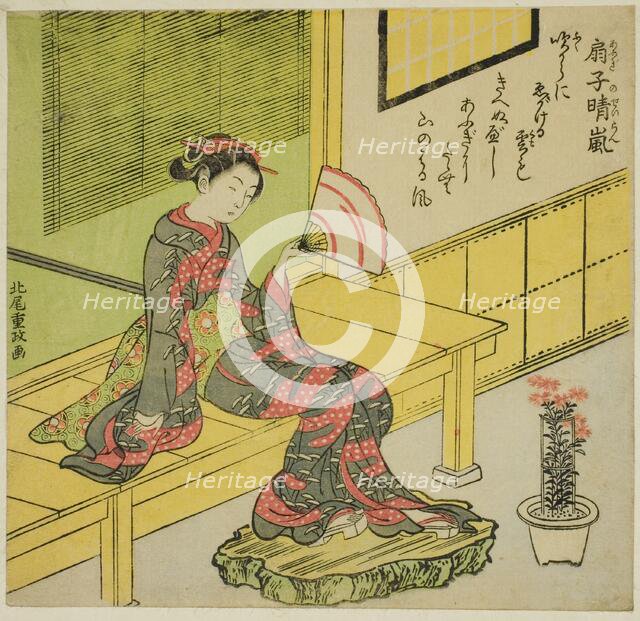 Clearing Breeze from a Fan (Ogi no seiran), Japan, c. 1772. Creator: Kitao Shigemasa.
