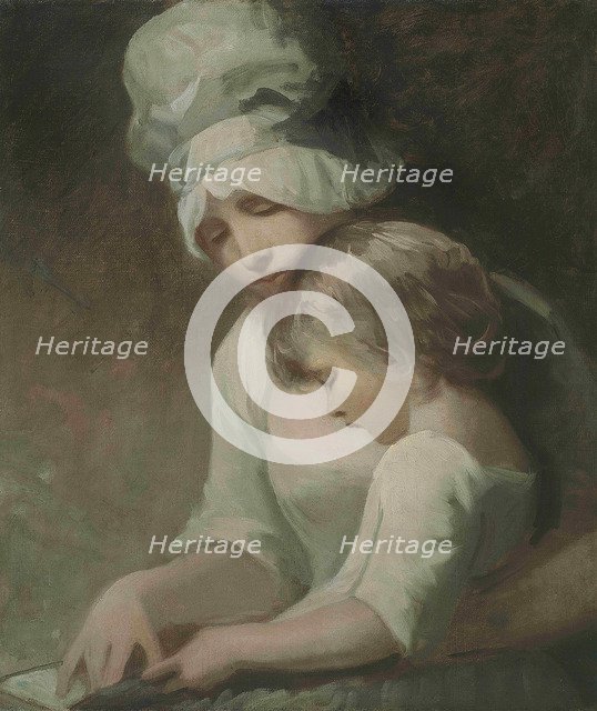 A Mother and Child Reading (Mrs Cumberland and her son). Artist: Romney, George (1734-1802)
