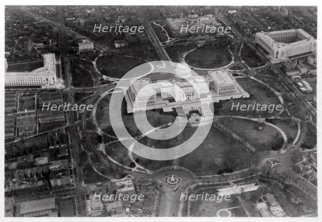Aerial view of the Capitol, Washington DC, USA, from a Zeppelin, 1928 (1933). Artist: Unknown
