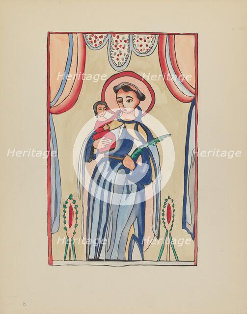 Plate 8: Saint Anthony of Padua: From Portfolio "Spanish Colonial Designs of New Mexico", 1935/1942. Creator: Unknown.
