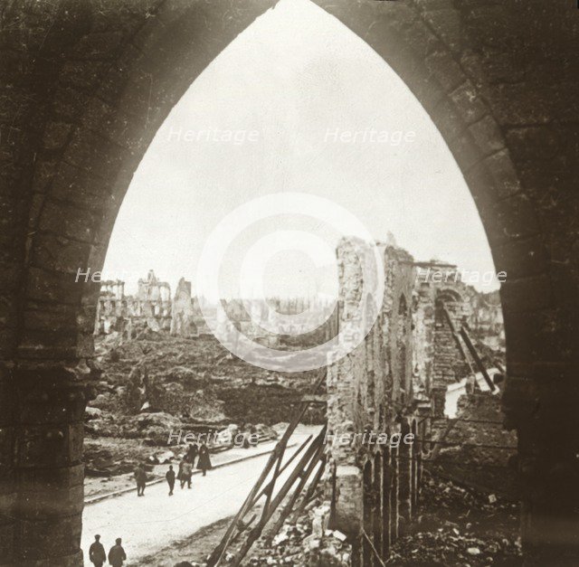 Ypres in ruins, Flanders, Belgium, c1914-c1918. Artist: Unknown.