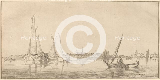 River with Town, 1775. Creator: Bernhard Schreuder.