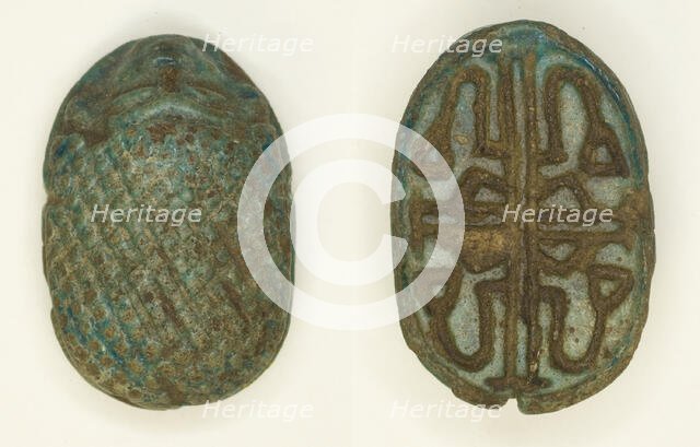 Scaraboid: Face Motif on Top, Floral Designs on Base, Egypt, Second Intermediate Period, Dynasty 15. Creator: Unknown.