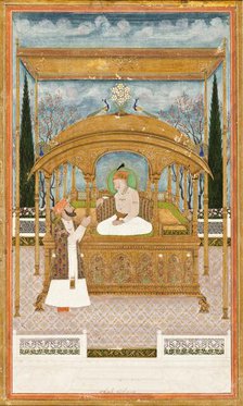 Emperor Shah Alam II on the Peacock Throne, 1801. Creator: Khair Ullah Musawir.