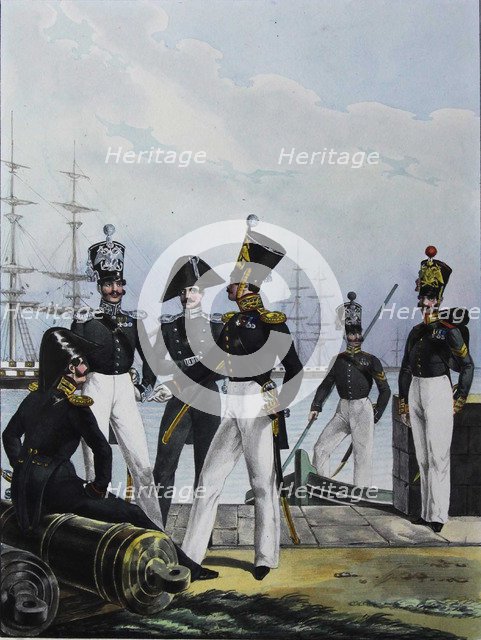 The Guards Équipage Artillery Company and Guards Cargo Company, 1829. Artist: Belousov, Lev Alexandrovich (1806-1864)