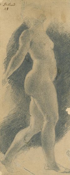 Standing female nude viewed from the right, (c1800?). Creator: Thomas Stothard.