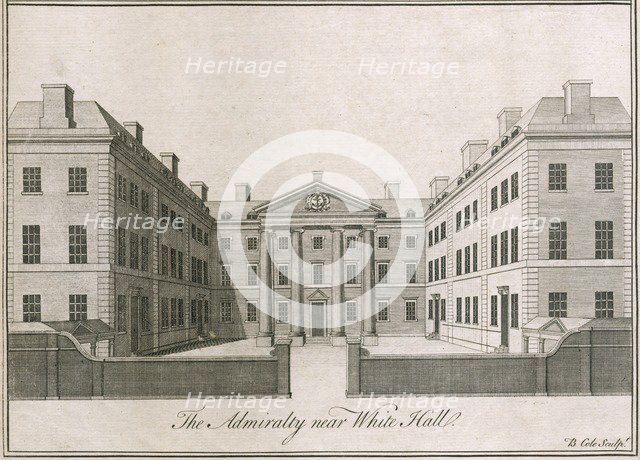 The Admiralty, near Whitehall, Westminster, London, 1750. Artist: Benjamin Cole.