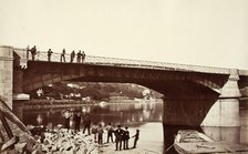 Bridge & Workers (Pont De La Mulatiere), Printed 1856 circa. Creator: Edouard Baldus.