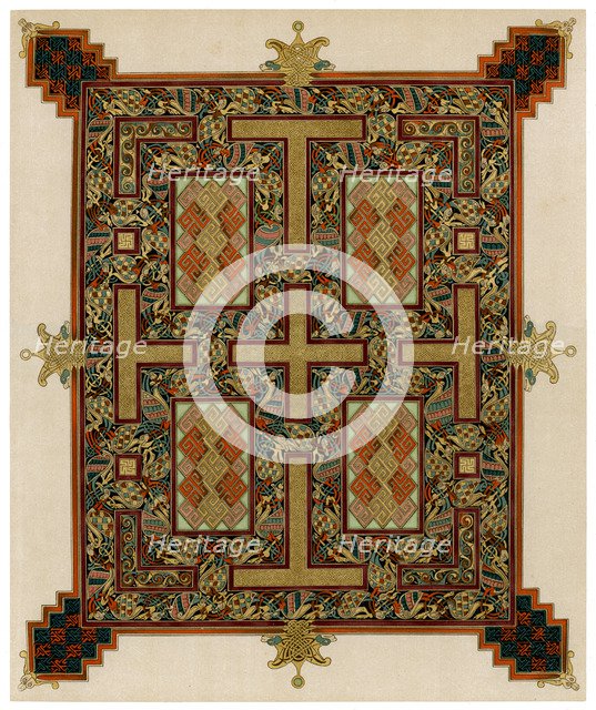 Page from the Lindisfarne Gospels, 710-721 AD. Artist: Unknown
