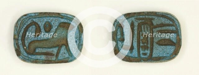 Plaque: The Good God, Lord of the Two Lands, Menkheperure (Thutmose IV)/lion with round ... Creator: Unknown.