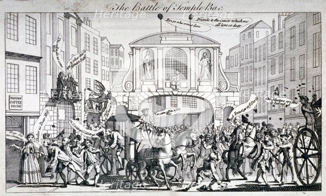 'The Battle of Temple Bar', 1769. Artist: Anon