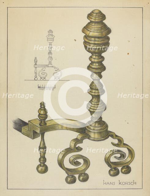 Andirons, c. 1953. Creator: Hans Korsch.