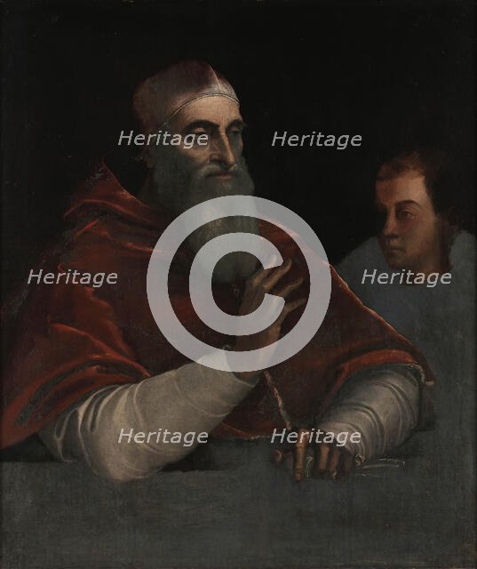 Pope Paul III and his nephew (Ottavio Farnese?), 1534-1540. Creator: Piombo, Sebastiano, del (1485-1547).