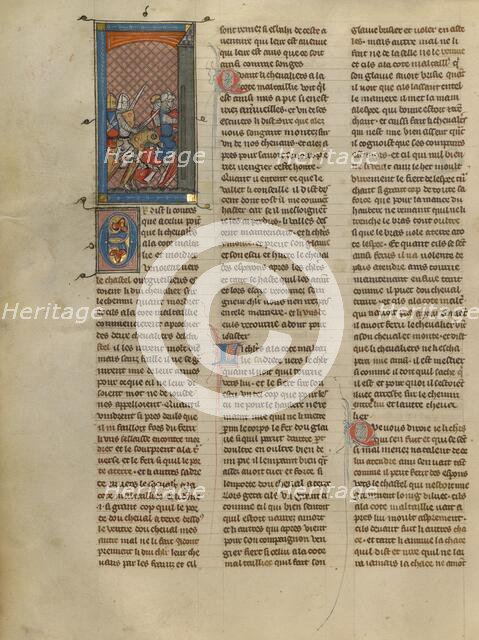 Mordret and Knight à la cote mal taillée Pursuing Two Knights, about 1320-1340. Creator: Unknown.