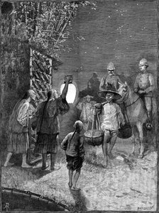 Sketches in Formosa: arrival at Bankimsing, 1890. Creator: P Naumann.